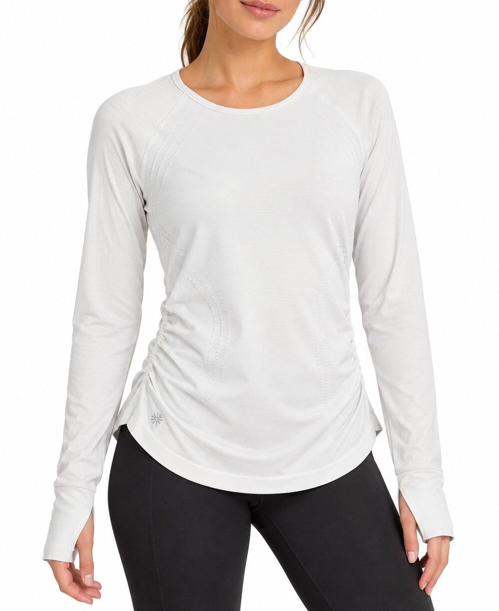 Athleta Speedlight Seamless White Silver Sparkle Long Sleeve Top Large